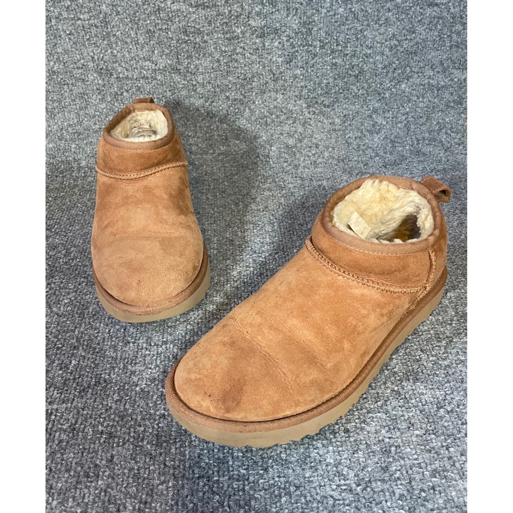 UGG Classic Ultra Mini Boots Womens 8 Chestnut Suede Ankle 1116109